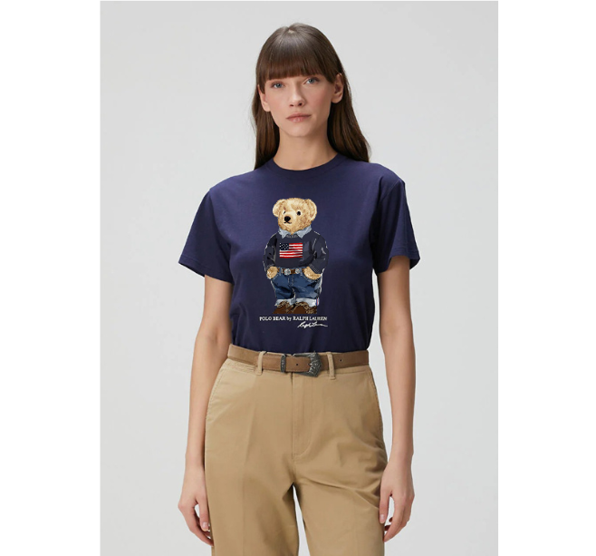 Women TEDDY BEAR T-SHIRT NAVY (Us Flag)