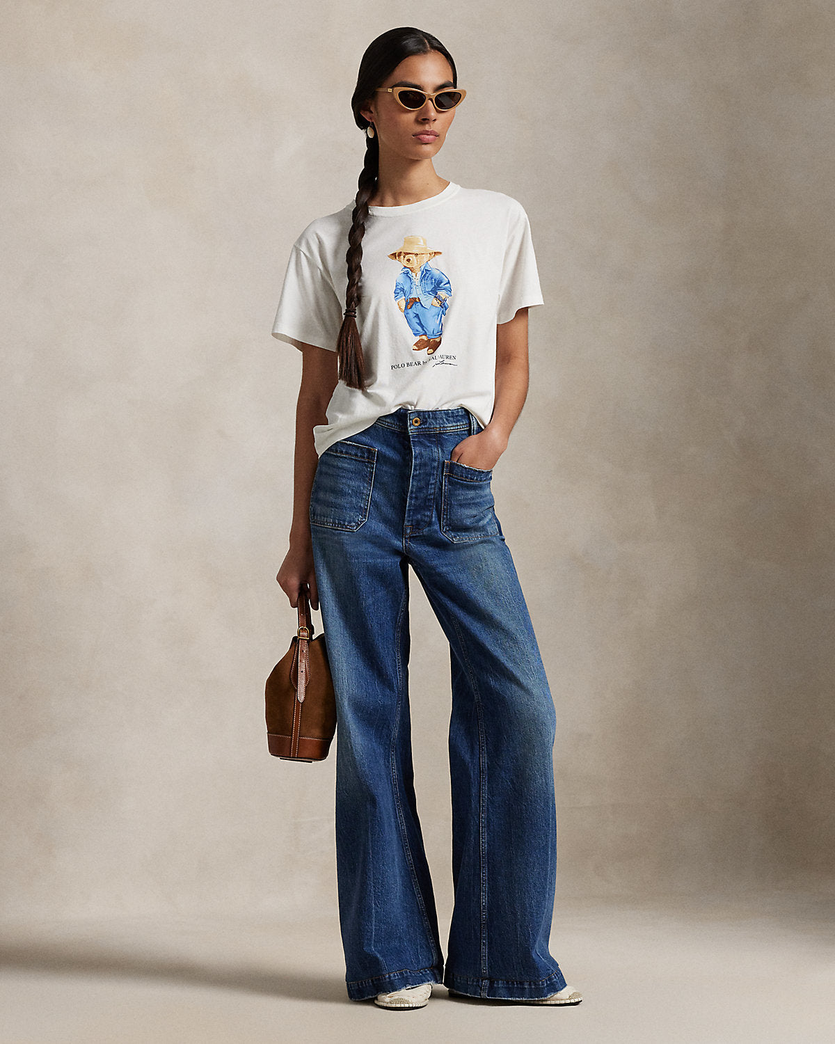 Women TEDDY BEAR T-SHIRT WHITE BLUE JACKET