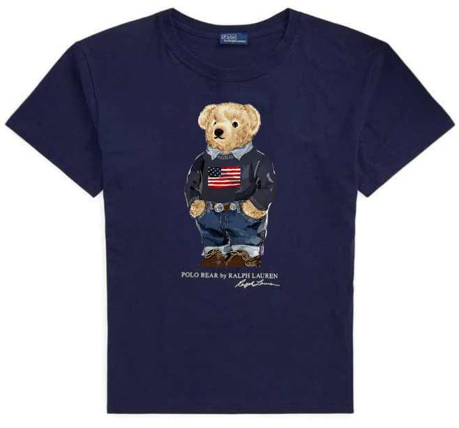 Women TEDDY BEAR T-SHIRT NAVY (Us Flag)