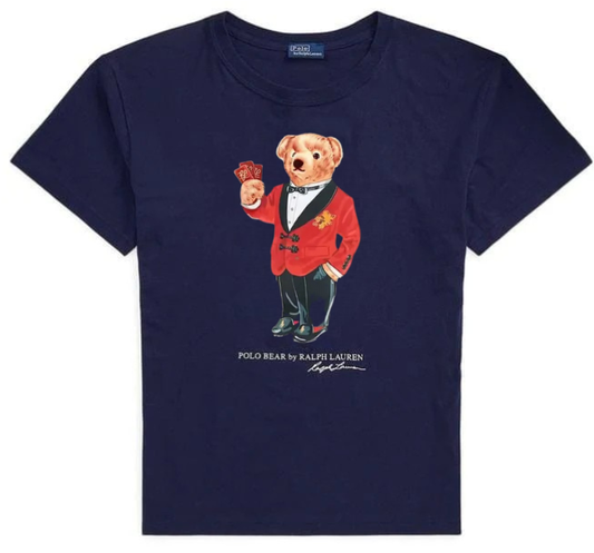 Women TEDDY BEAR T-SHIRT NAVY (Red Coat)
