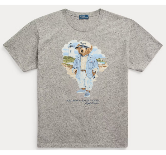 Women TEDDY BEAR T-SHIRT Grey (Blue Jacket)