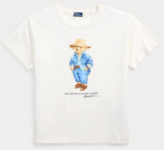 Women TEDDY BEAR T-SHIRT WHITE BLUE JACKET